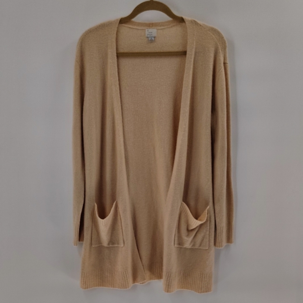 A New Day Open Cardigan Sweater Size Small Light Peach Long Sleeve Front Pockets